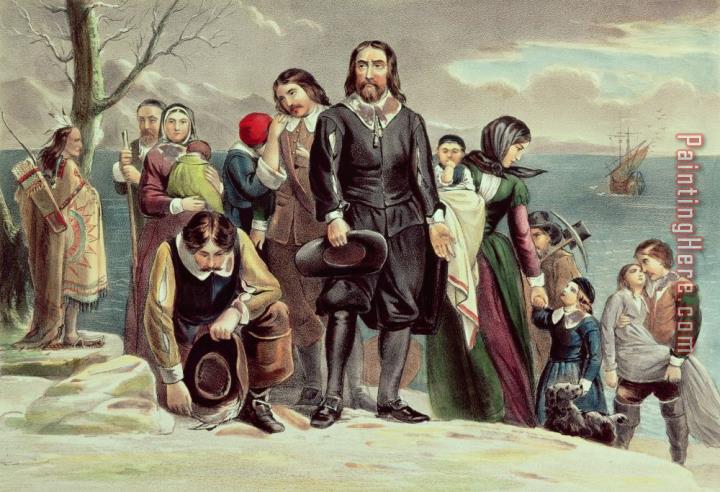 Currier and Ives The Landing of the Pilgrims at Plymouth